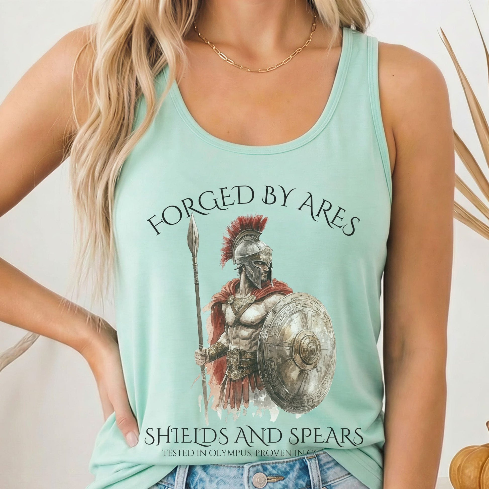 Tank Top Solid Mint / XS Forged By Ares Shields & Spears Women's Racerback Tank Top The Mystic Eden