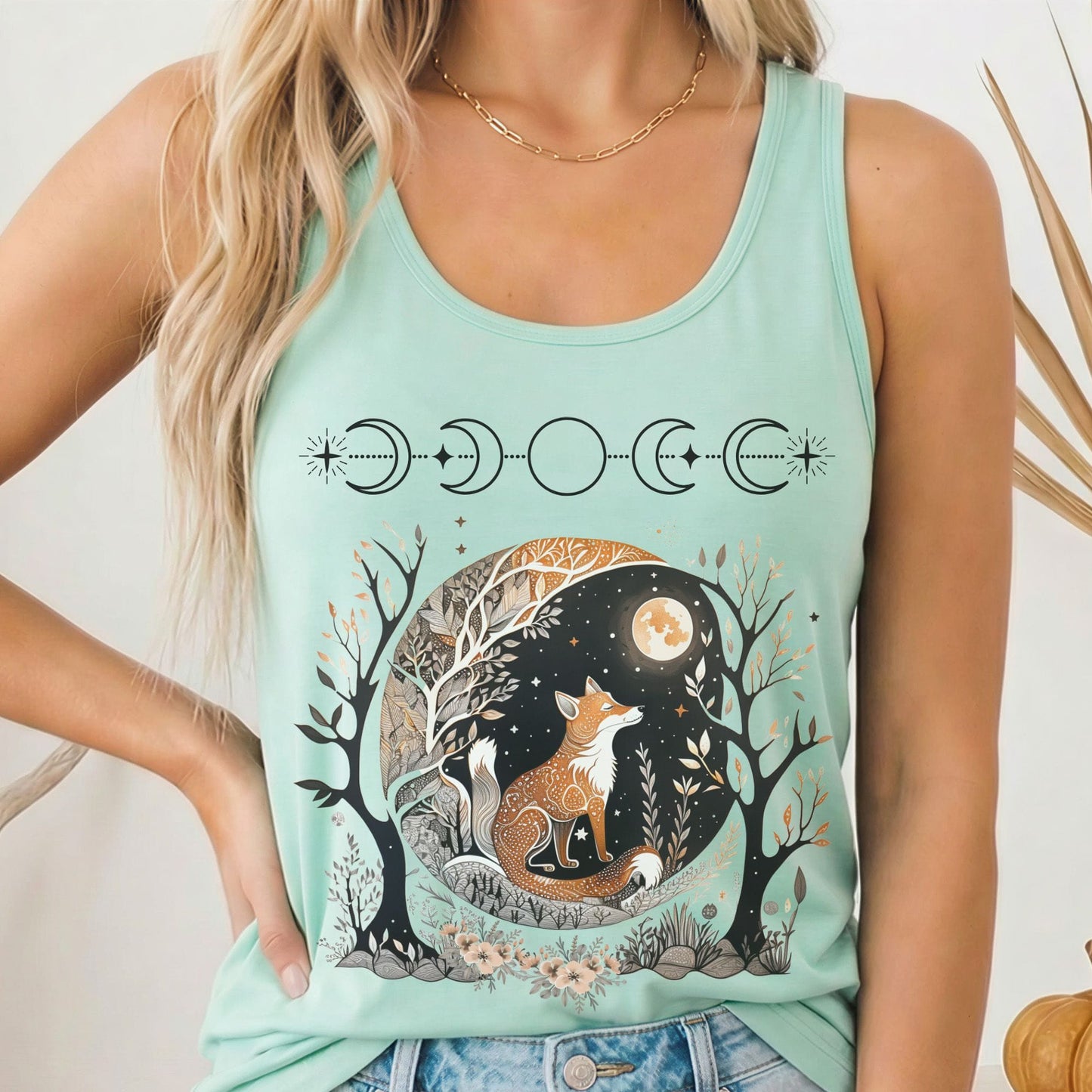 Tank Top Solid Mint / XS Fox Whimsigoth Women's Racerback Tank Top The Mystic Eden