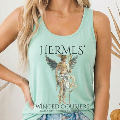 Tank Top Solid Mint / XS Hermes' Winged Couriers Women's Racerback Tank Top The Mystic Eden