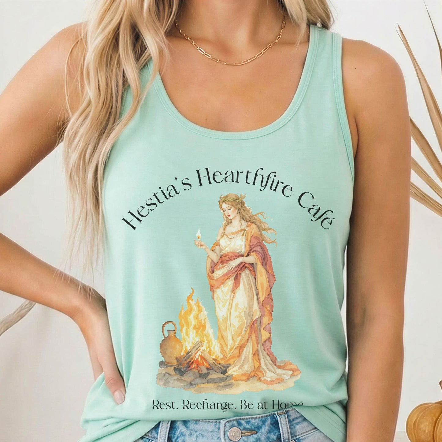Tank Top Solid Mint / XS Hestia's Hearthfire Café Goddess by the Fire Women's Lightweight Tank Top The Mystic Eden