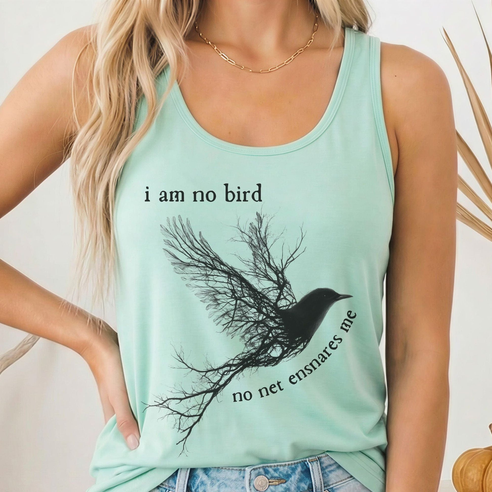 Tank Top Solid Mint / XS I am no bird Jane Eyre Charlotte Brontë Women's Racerback Tank Top The Mystic Eden