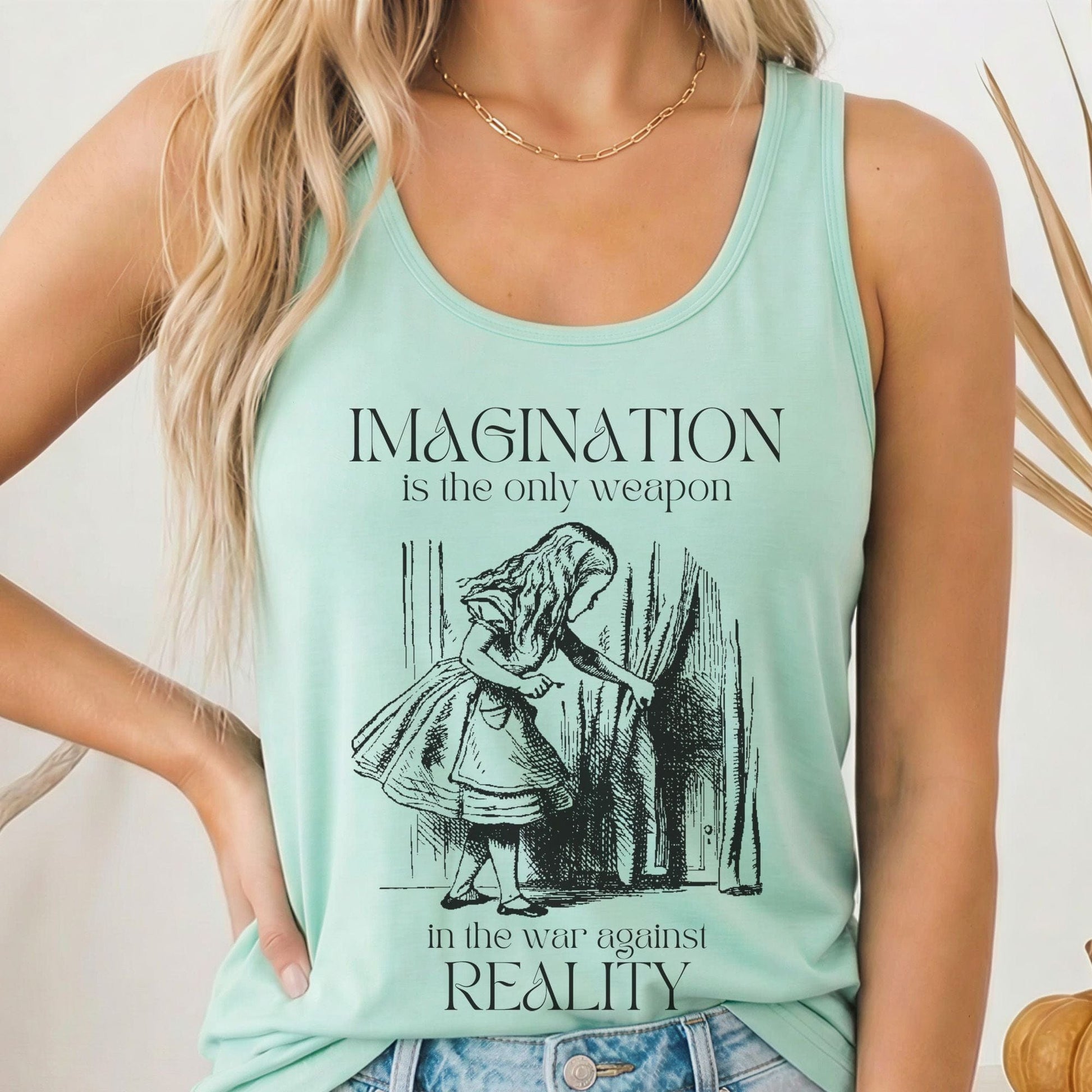 Tank Top Solid Mint / XS Imagination is the Only Weapon in the War Against Reality Women's Racerback Tank Top The Mystic Eden