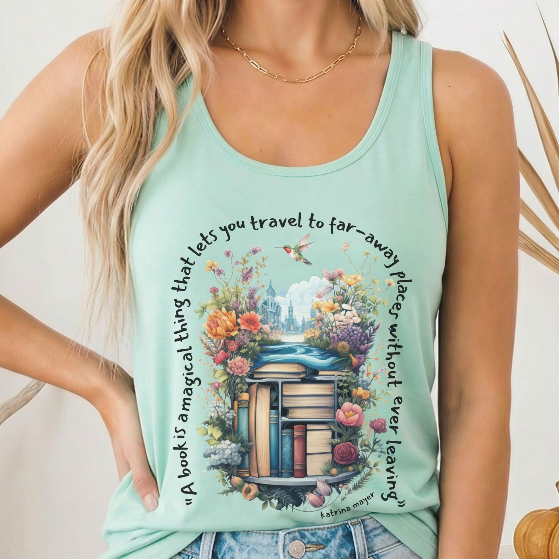 Tank Top Solid Mint / XS Magical Book Women's Racerback Lightweight Tank Top The Mystic Eden
