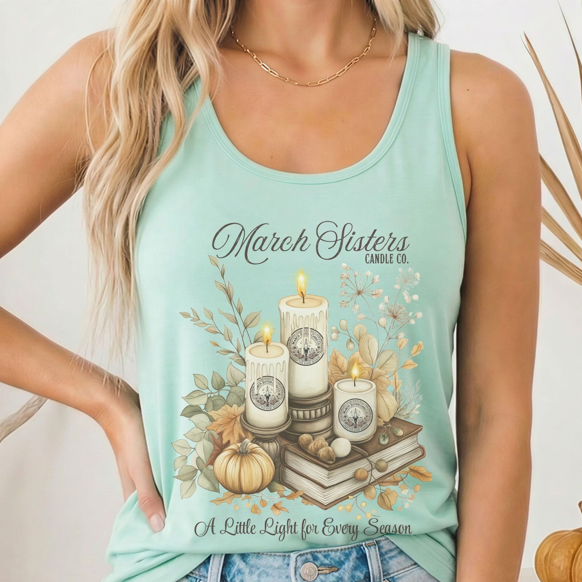 Tank Top Solid Mint / XS March Sisters Candle Co Little Women Racerback Women's Tank Top The Mystic Eden