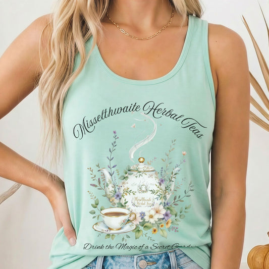Tank Top Solid Mint / XS Misselthwaite Herbal Tea The Secret Garden Women's Racerback Tank Top The Mystic Eden