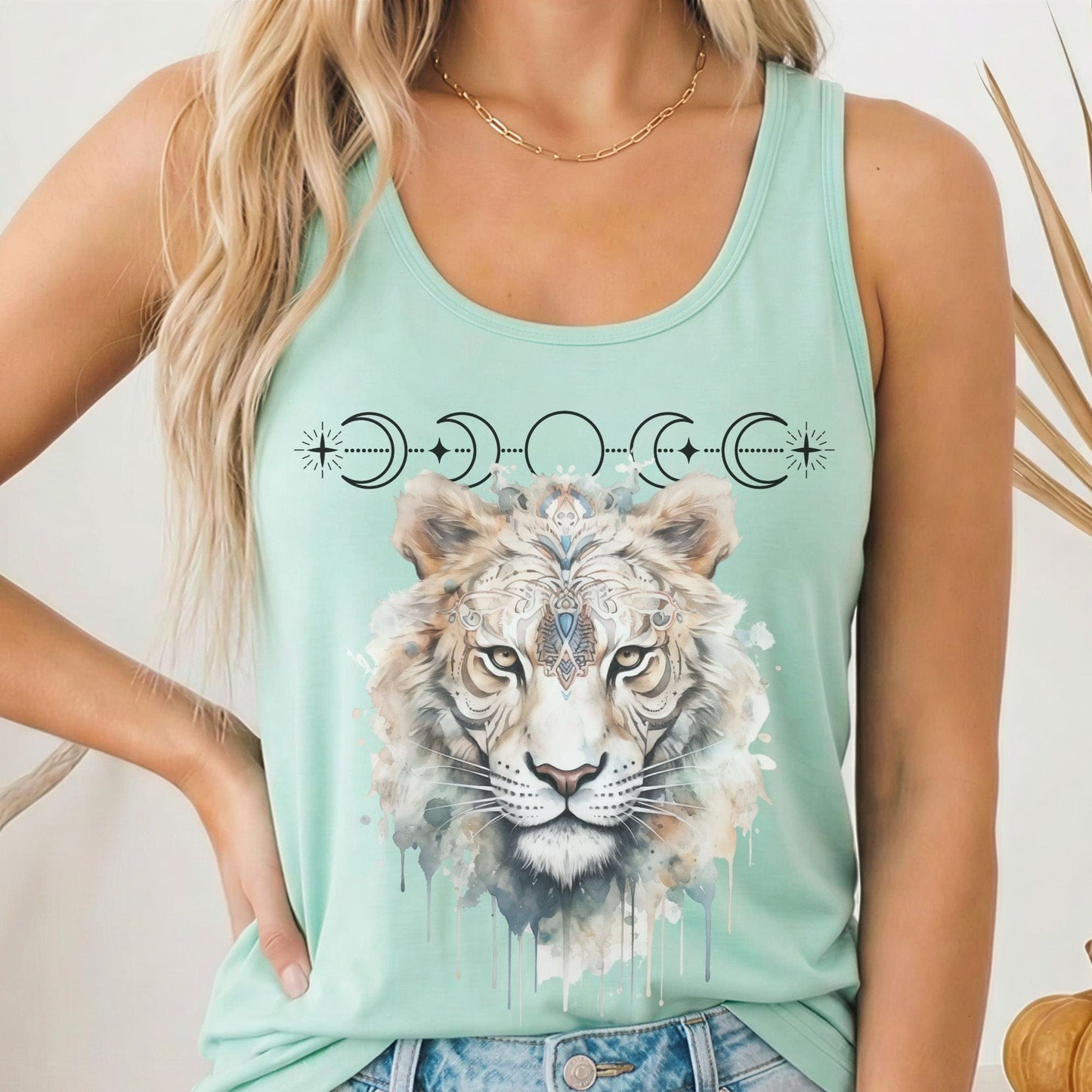 Tank Top Solid Mint / XS Mystical White Tiger Women's Racerback Tank Top The Mystic Eden