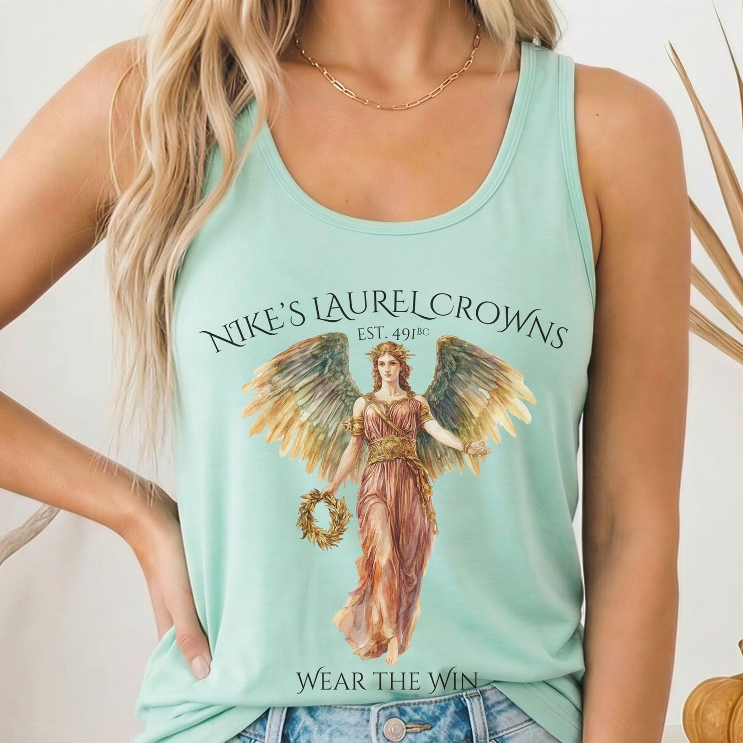 Tank Top Solid Mint / XS Nike's Laurel Crowns Women's Racerback Tank Top The Mystic Eden