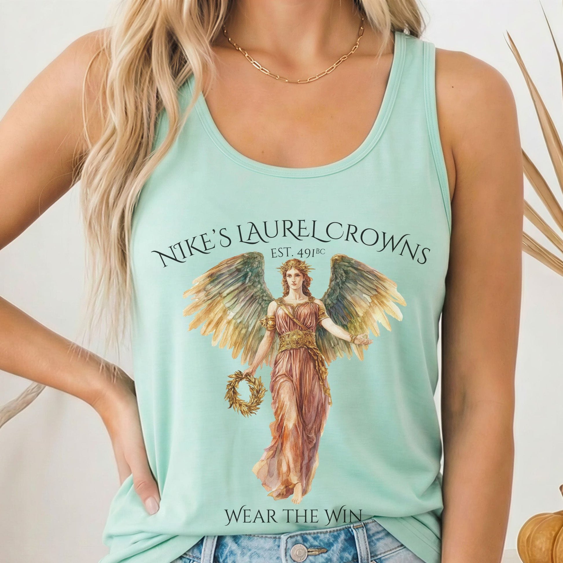 Tank Top Solid Mint / XS Nike's Laurel Crowns Women's Racerback Tank Top The Mystic Eden