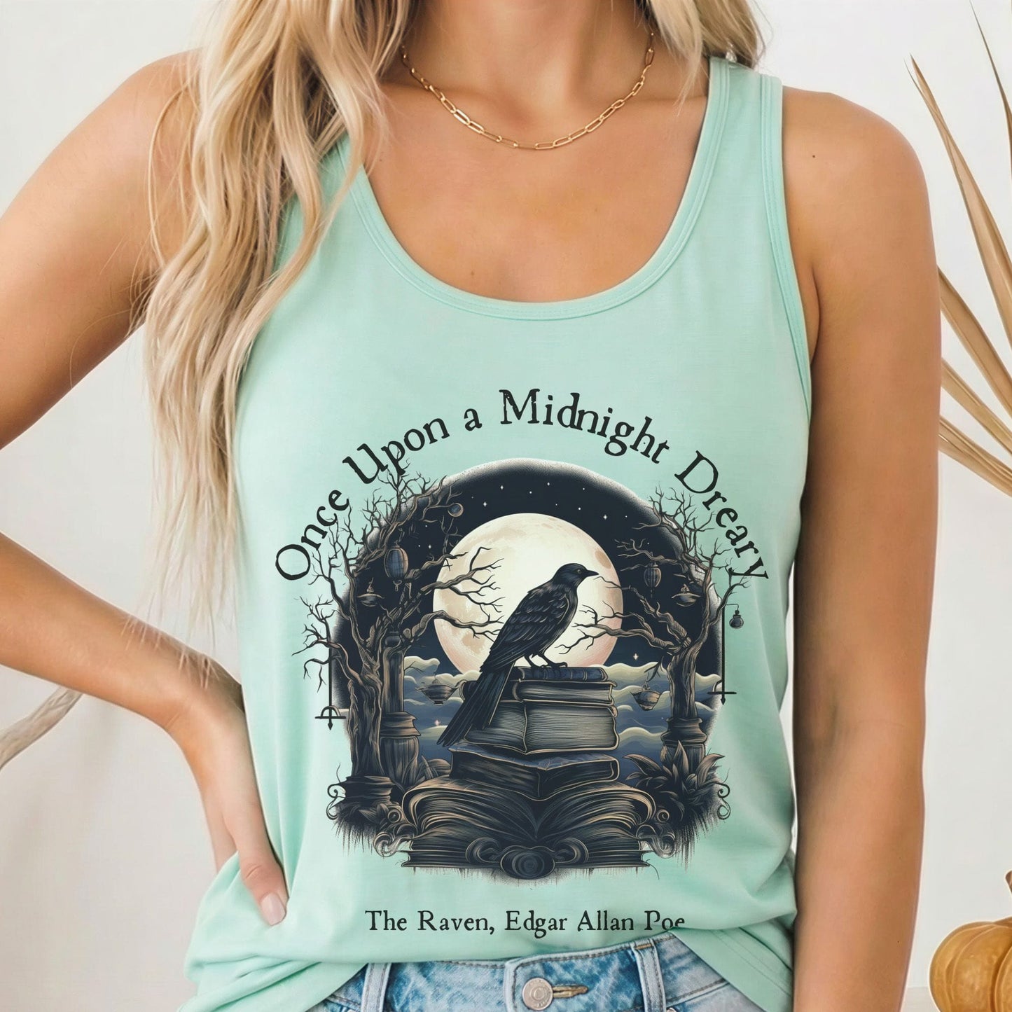 Tank Top Solid Mint / XS Once Upon a Midnight Dreary Poe Women's Racerback Tank Top The Mystic Eden