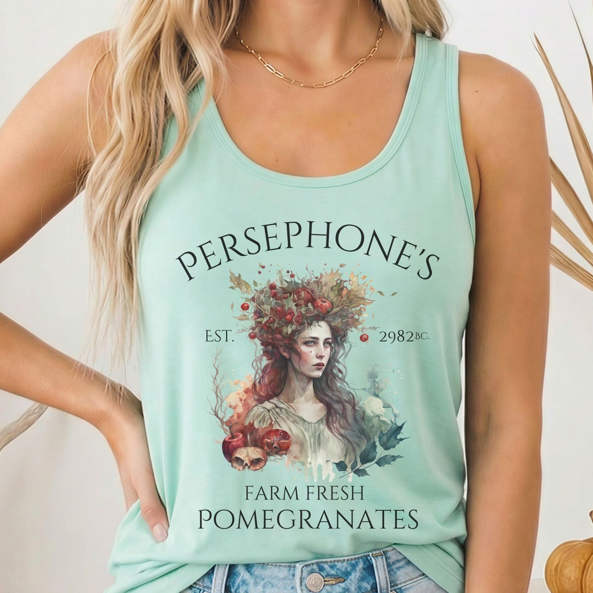 Tank Top Solid Mint / XS Persephone's 2982 BC Greek Mythology Women's Racerback Tank Top The Mystic Eden
