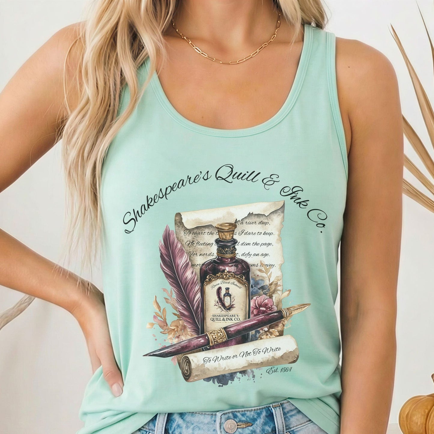 Tank Top Solid Mint / XS Shakespeare's Quill & Ink Co. Women's Racerback Tank Top The Mystic Eden