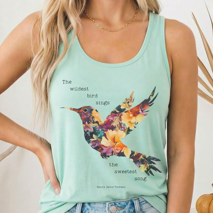 Tank Top Solid Mint / XS The Wildest Bird Sings The Sweetest Song Thoreau Women's Racerback Tank Top The Mystic Eden