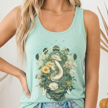 Tank Top Solid Mint / XS Whimsical Snake Women's Racerback Tank Top The Mystic Eden
