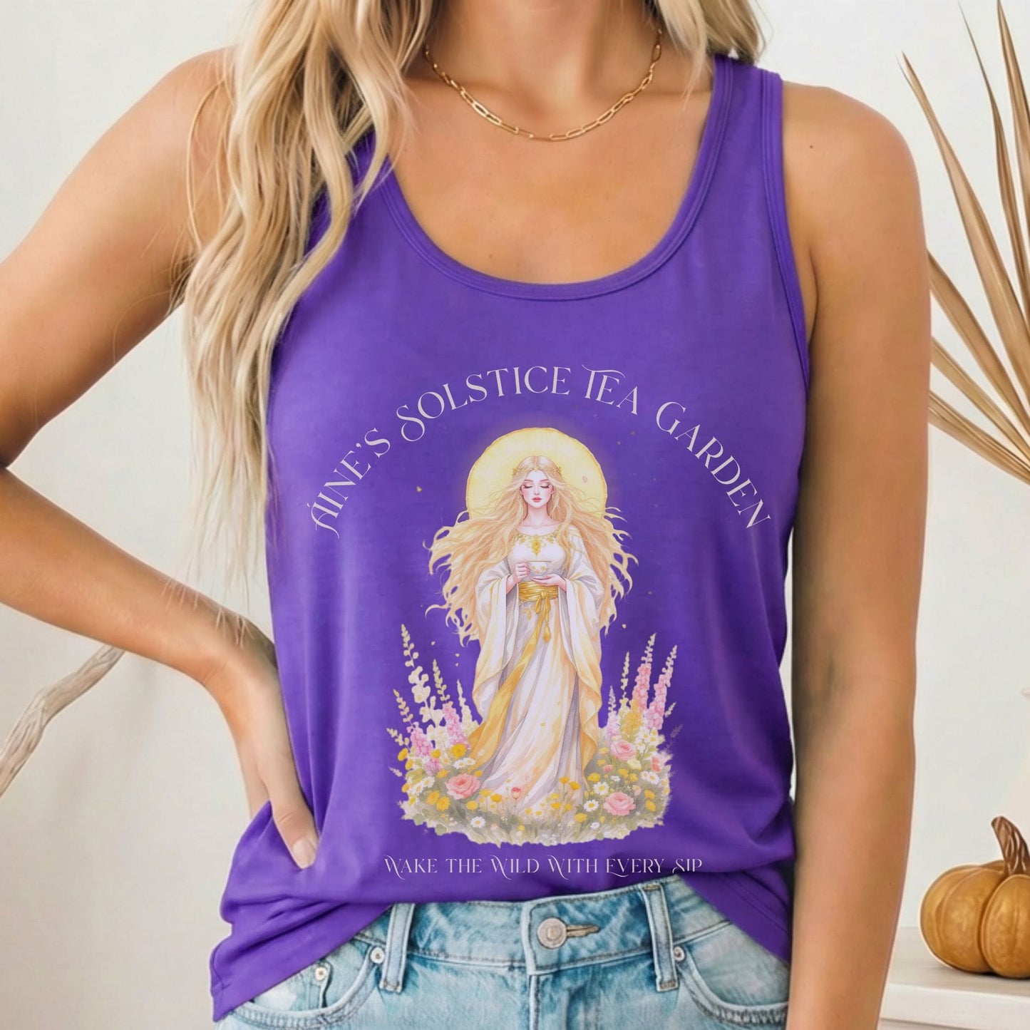 Tank Top Solid Purple Rush / XS Áine's Solstice Tea Garden Radiant Goddess Women's Lightweight Tank Top The Mystic Eden