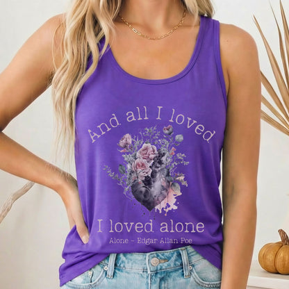 Tank Top Solid Purple Rush / XS All I Loved I Loved Alone Poe Women's Racerback Tank Top The Mystic Eden