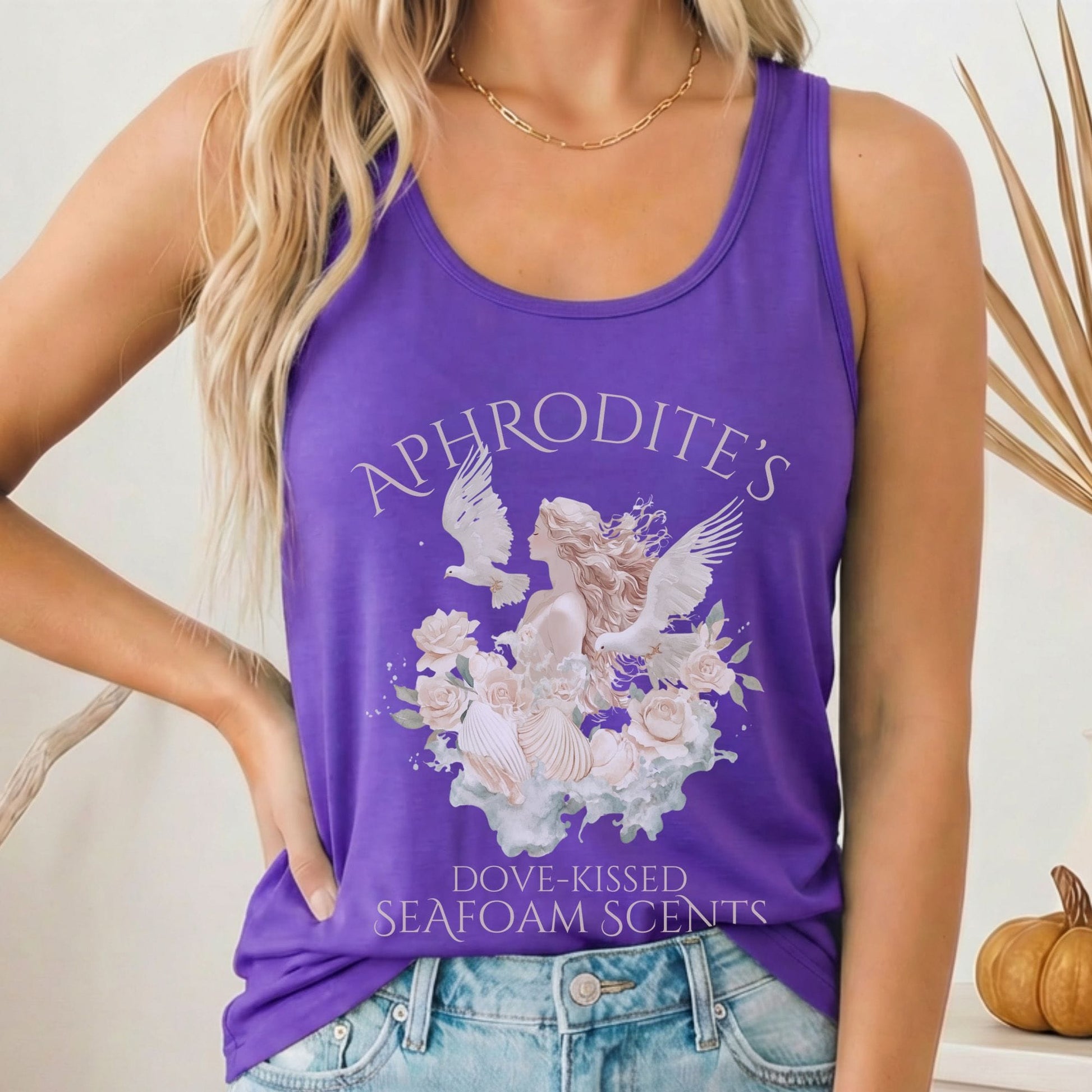 Tank Top Solid Purple Rush / XS Aphrodite's Dove-Kissed Seafoam Scents Women's Racerback Tank Top The Mystic Eden