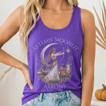 Tank Top Solid Purple Rush / XS Artemis' Moonlit Arrows Women's Racerback Tank Top The Mystic Eden