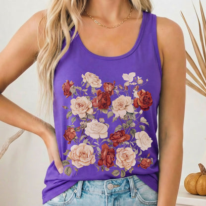 Tank Top Solid Purple Rush / XS Dark Academia Roses Women's Racerback Tank Top The Mystic Eden