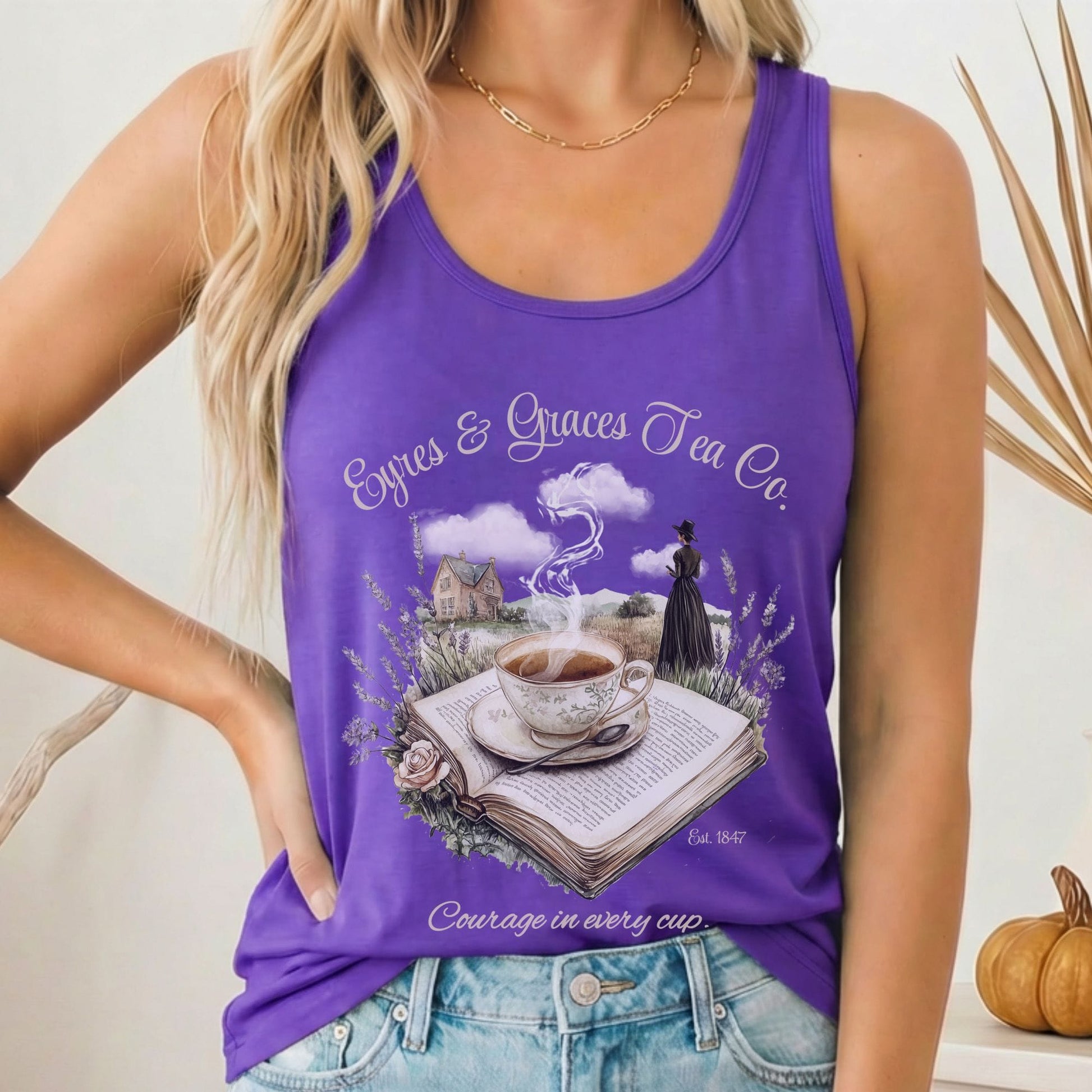Tank Top Solid Purple Rush / XS Eyres & Graces Tea Co Jane Eyre Women's Racerback Tank Top The Mystic Eden