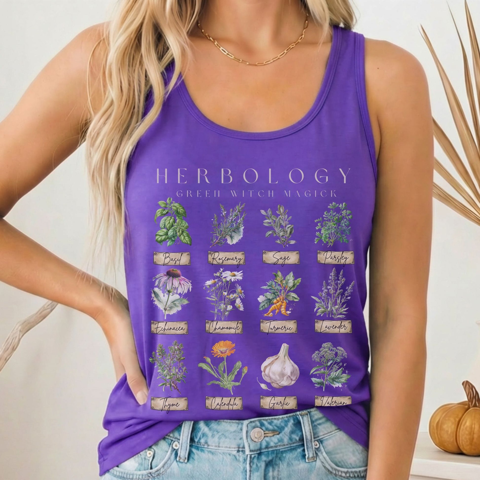 Tank Top Solid Purple Rush / XS Herbology Green Witch Women's Racerback Tank Top The Mystic Eden