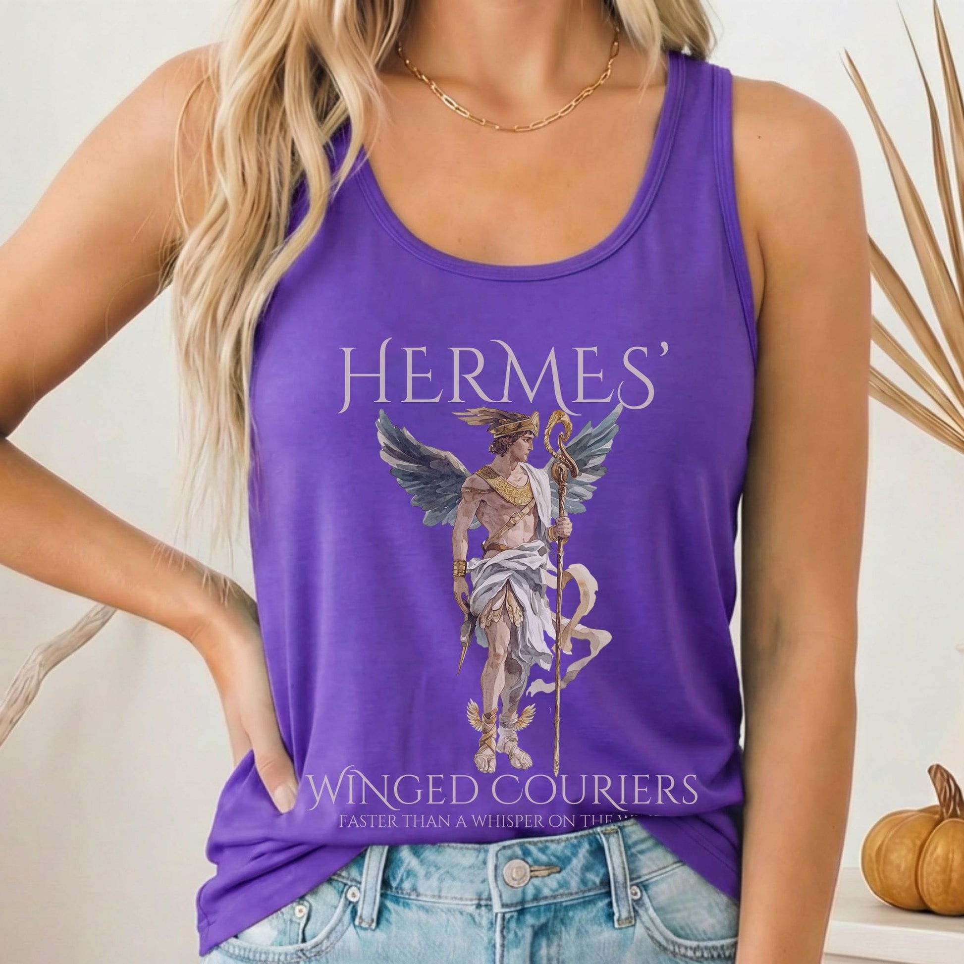 Tank Top Solid Purple Rush / XS Hermes' Winged Couriers Women's Racerback Tank Top The Mystic Eden