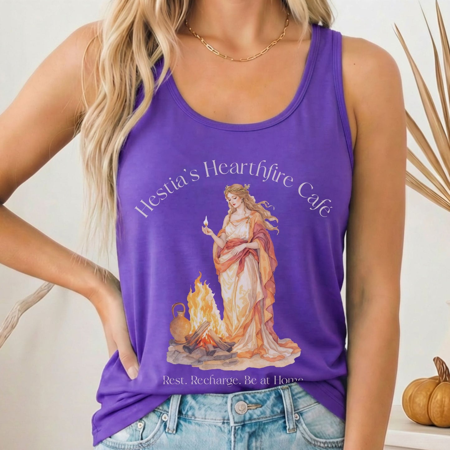 Tank Top Solid Purple Rush / XS Hestia's Hearthfire Café Goddess by the Fire Women's Lightweight Tank Top The Mystic Eden