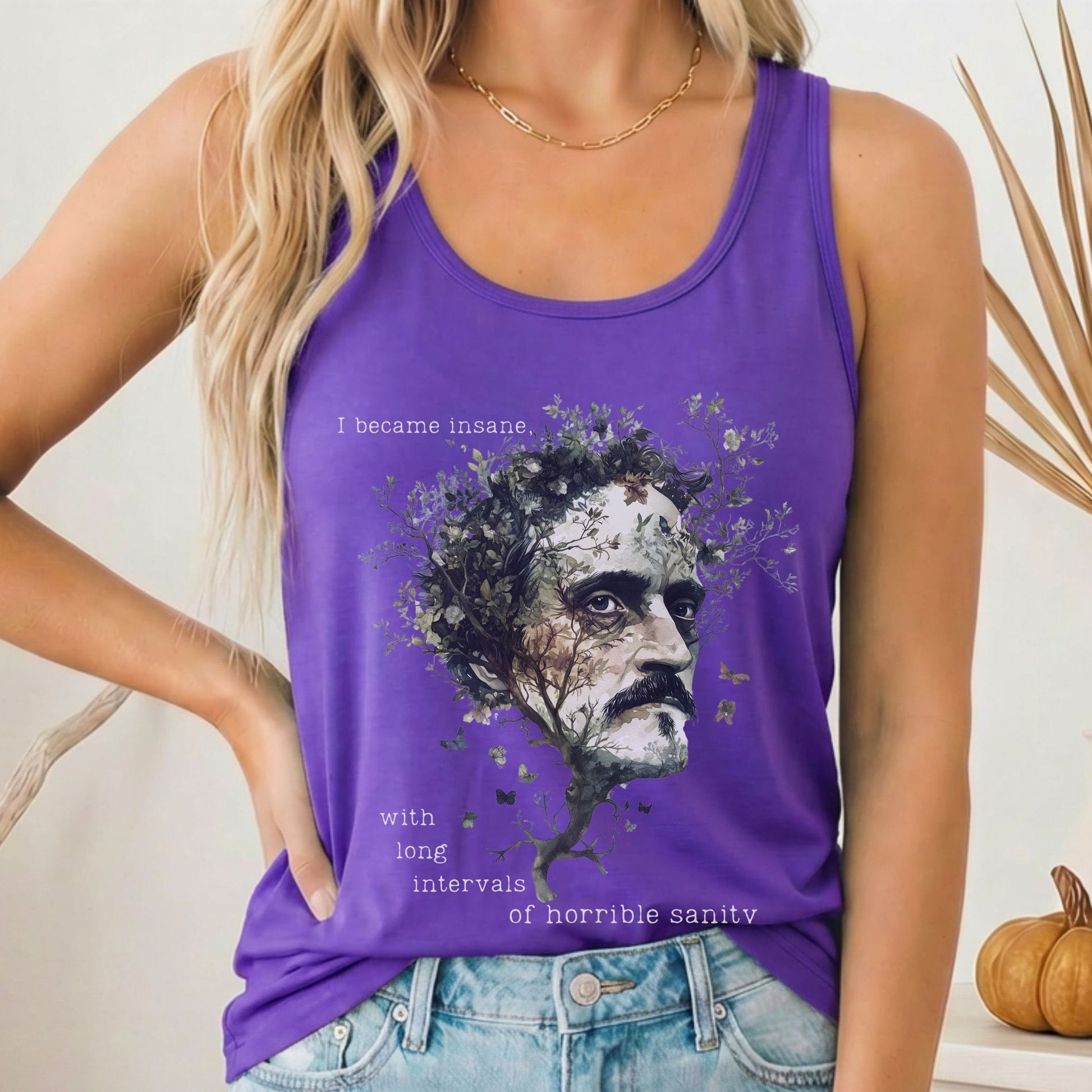 Tank Top Solid Purple Rush / XS I Became Insane Edgar Allan Poe Women's Racerback Tank Top The Mystic Eden