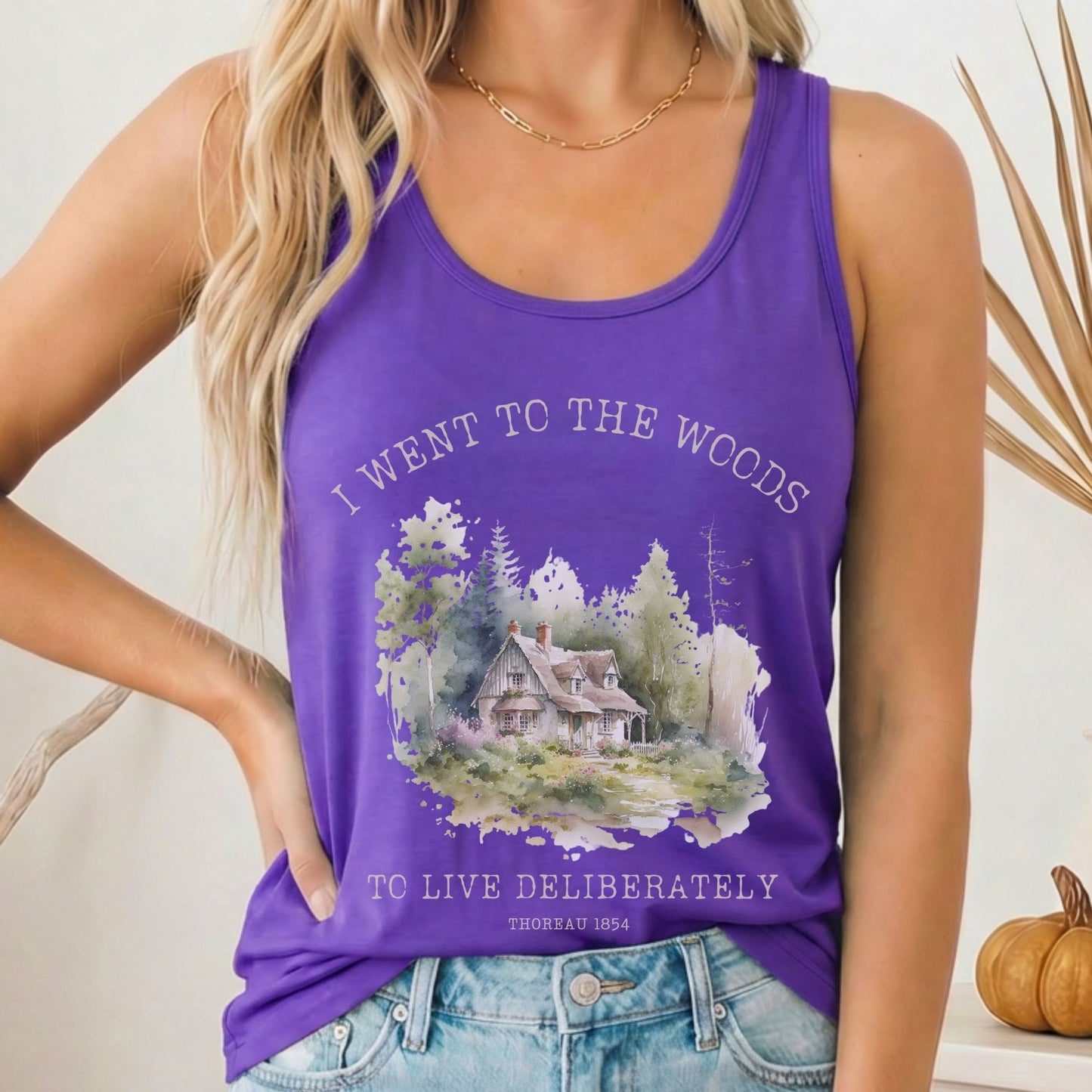 Tank Top Solid Purple Rush / XS I Went To The Woods Thoreau Women's Racerback Lightweight Tank Top The Mystic Eden