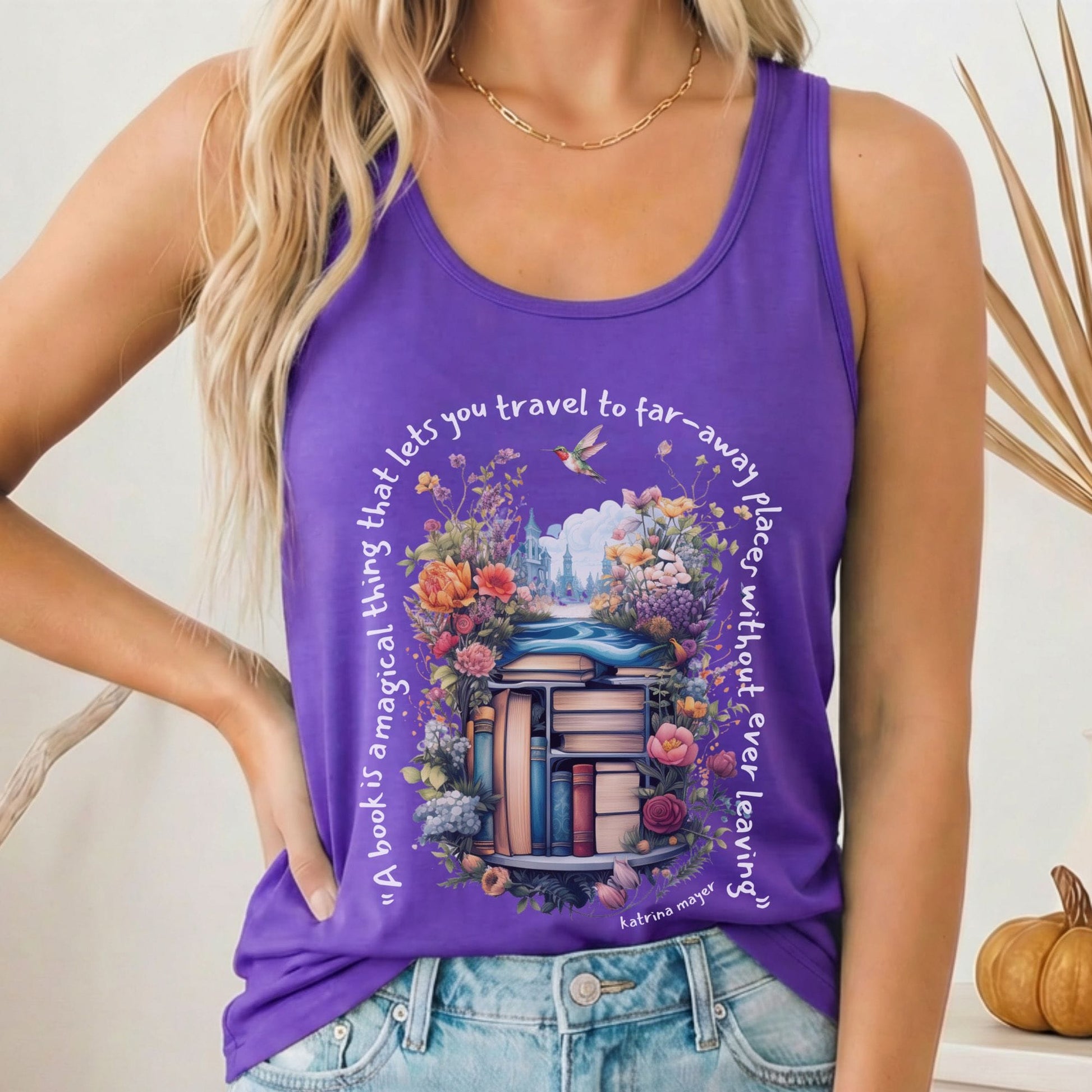 Tank Top Solid Purple Rush / XS Magical Book Women's Racerback Lightweight Tank Top The Mystic Eden