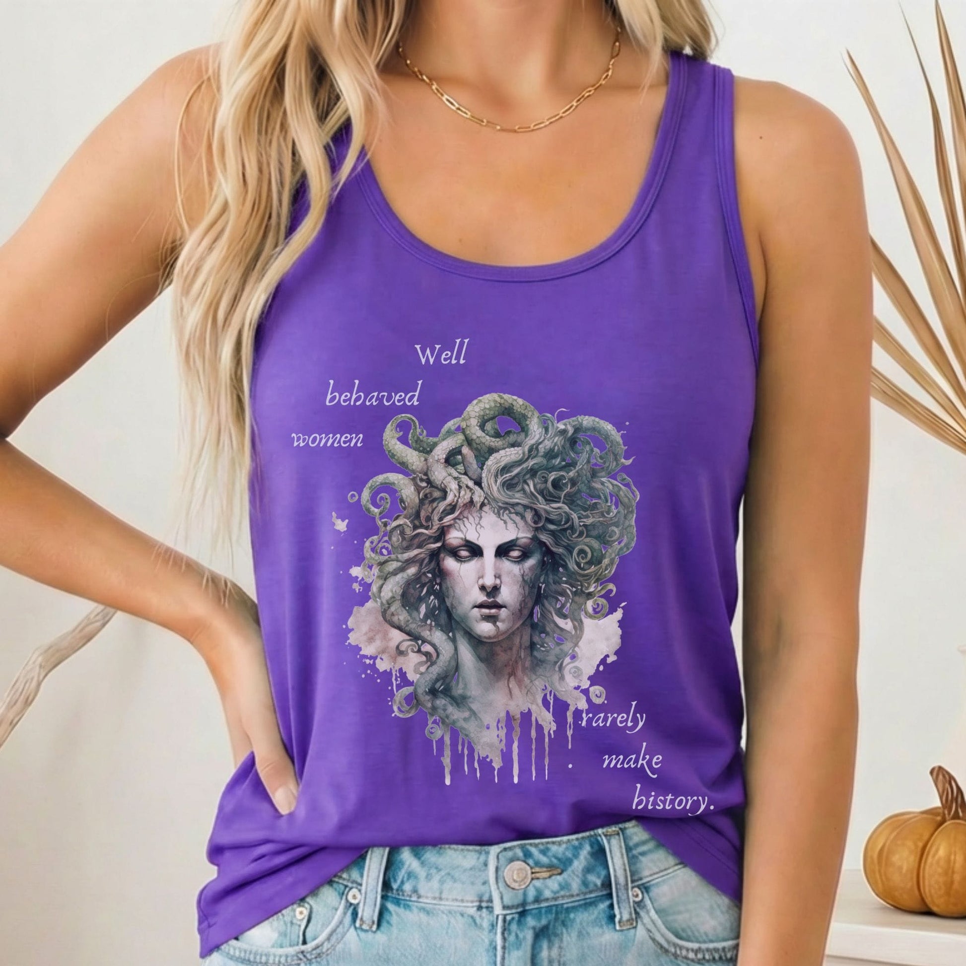 Tank Top Solid Purple Rush / XS Medusa Greek Mythology Women's Lightweight Racerback Tank Top The Mystic Eden
