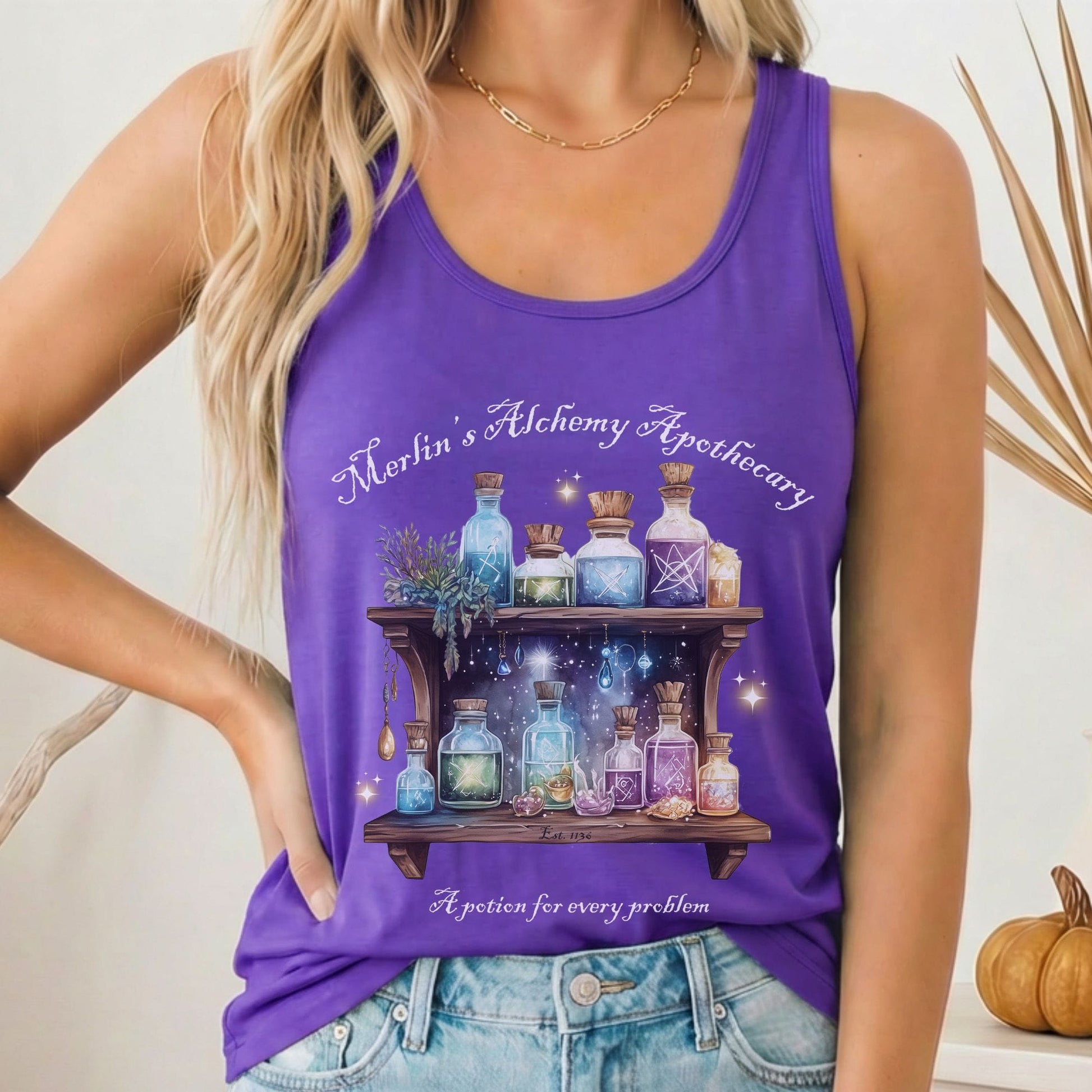 Tank Top Solid Purple Rush / XS Merlin's Alchemy Apothecary Women's Racerback Tank Top The Mystic Eden