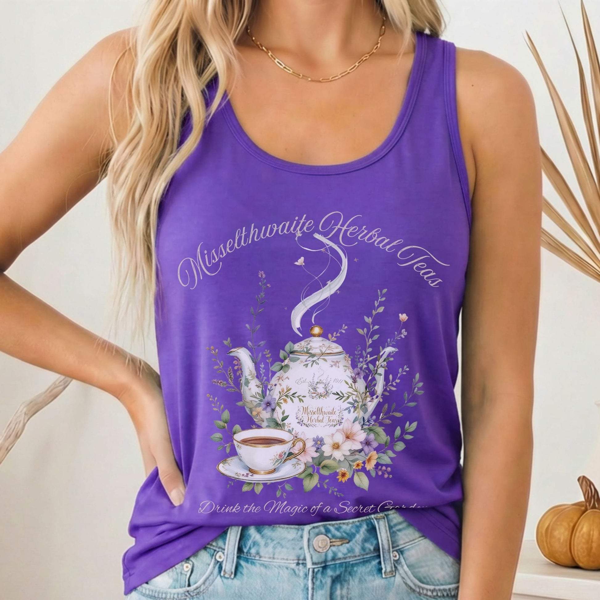 Tank Top Solid Purple Rush / XS Misselthwaite Herbal Tea The Secret Garden Women's Racerback Tank Top The Mystic Eden
