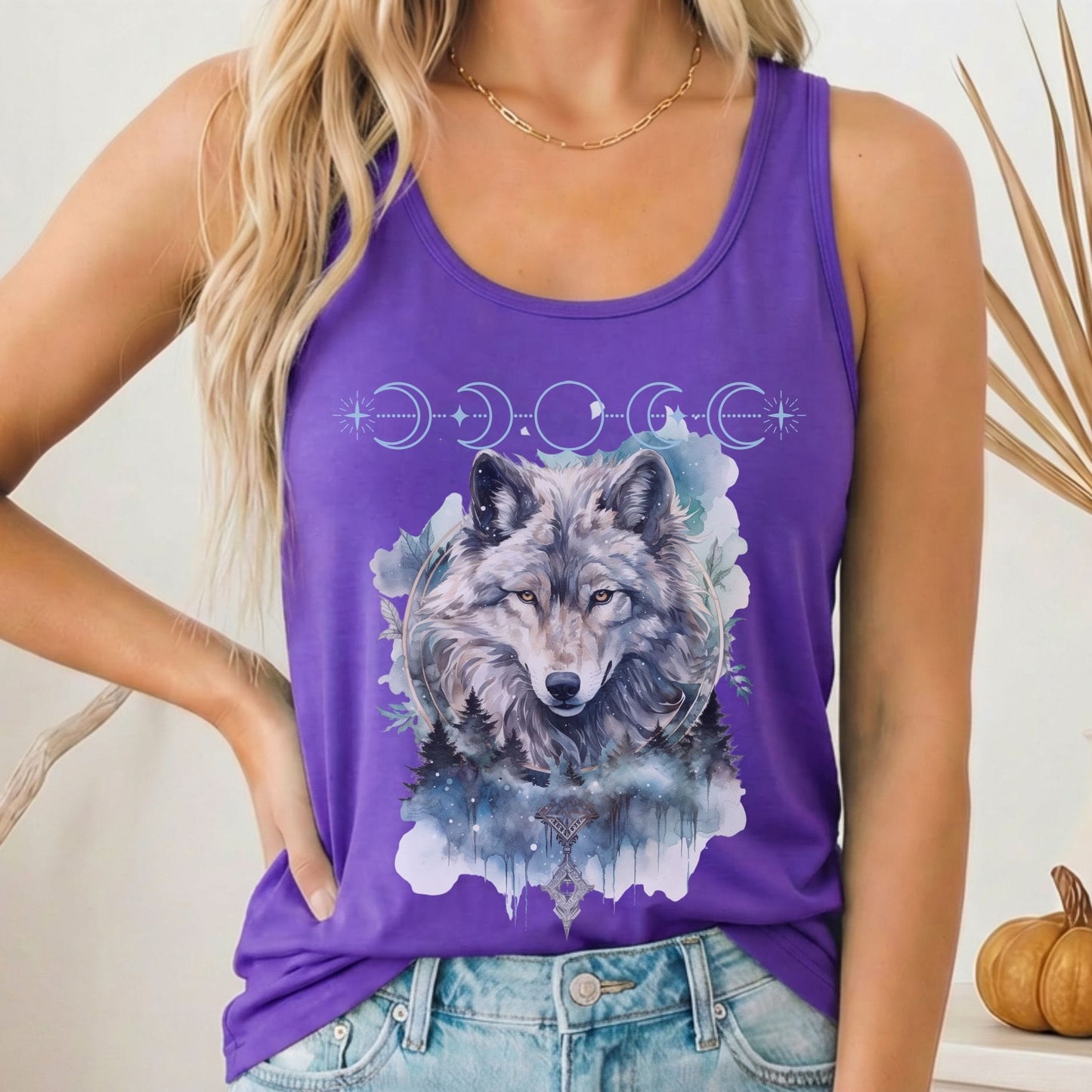 Tank Top Solid Purple Rush / XS Moonlit Wolf Women’s Racerback Tank Top The Mystic Eden