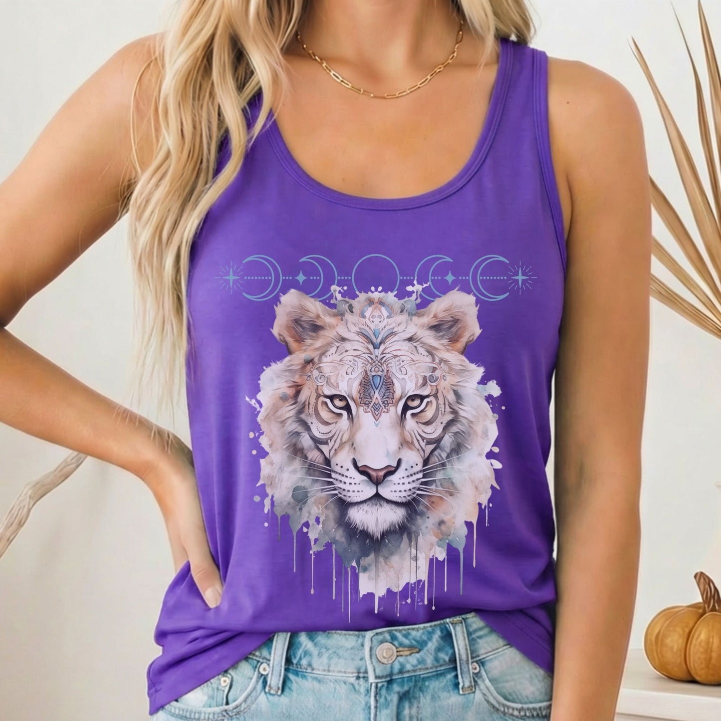 Tank Top Solid Purple Rush / XS Mystical White Tiger Women's Racerback Tank Top The Mystic Eden