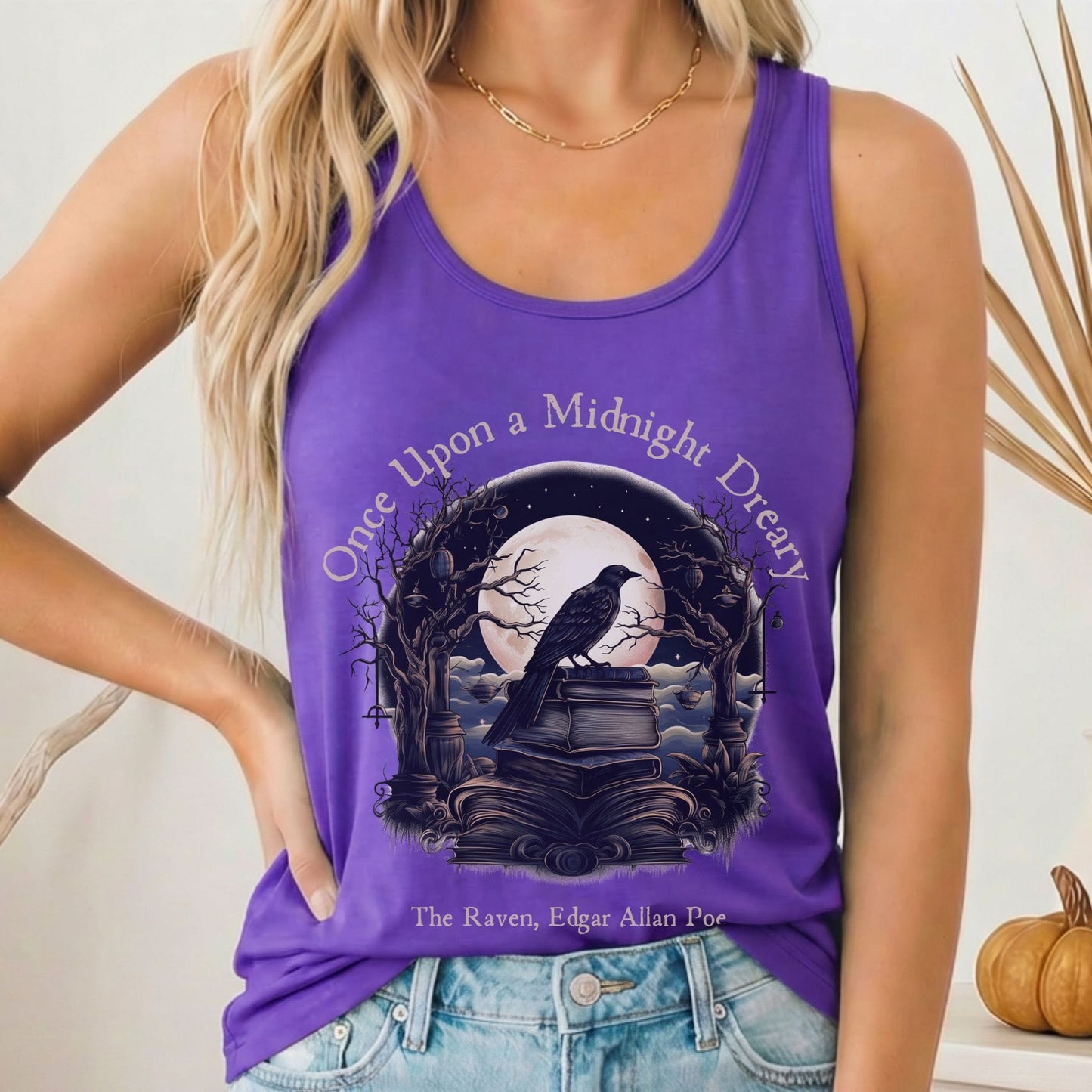 Tank Top Solid Purple Rush / XS Once Upon a Midnight Dreary Poe Women's Racerback Tank Top The Mystic Eden