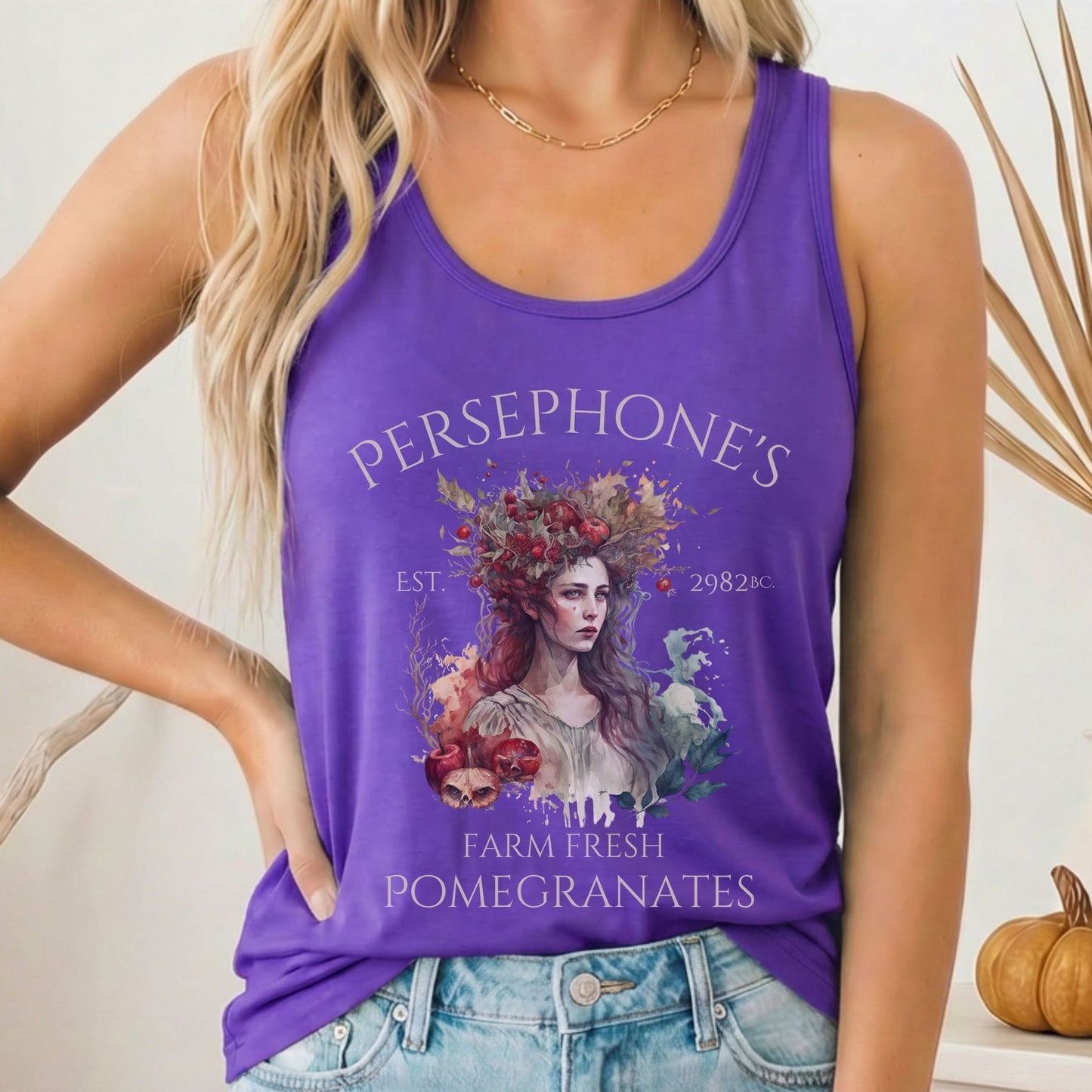 Tank Top Solid Purple Rush / XS Persephone's 2982 BC Greek Mythology Women's Racerback Tank Top The Mystic Eden