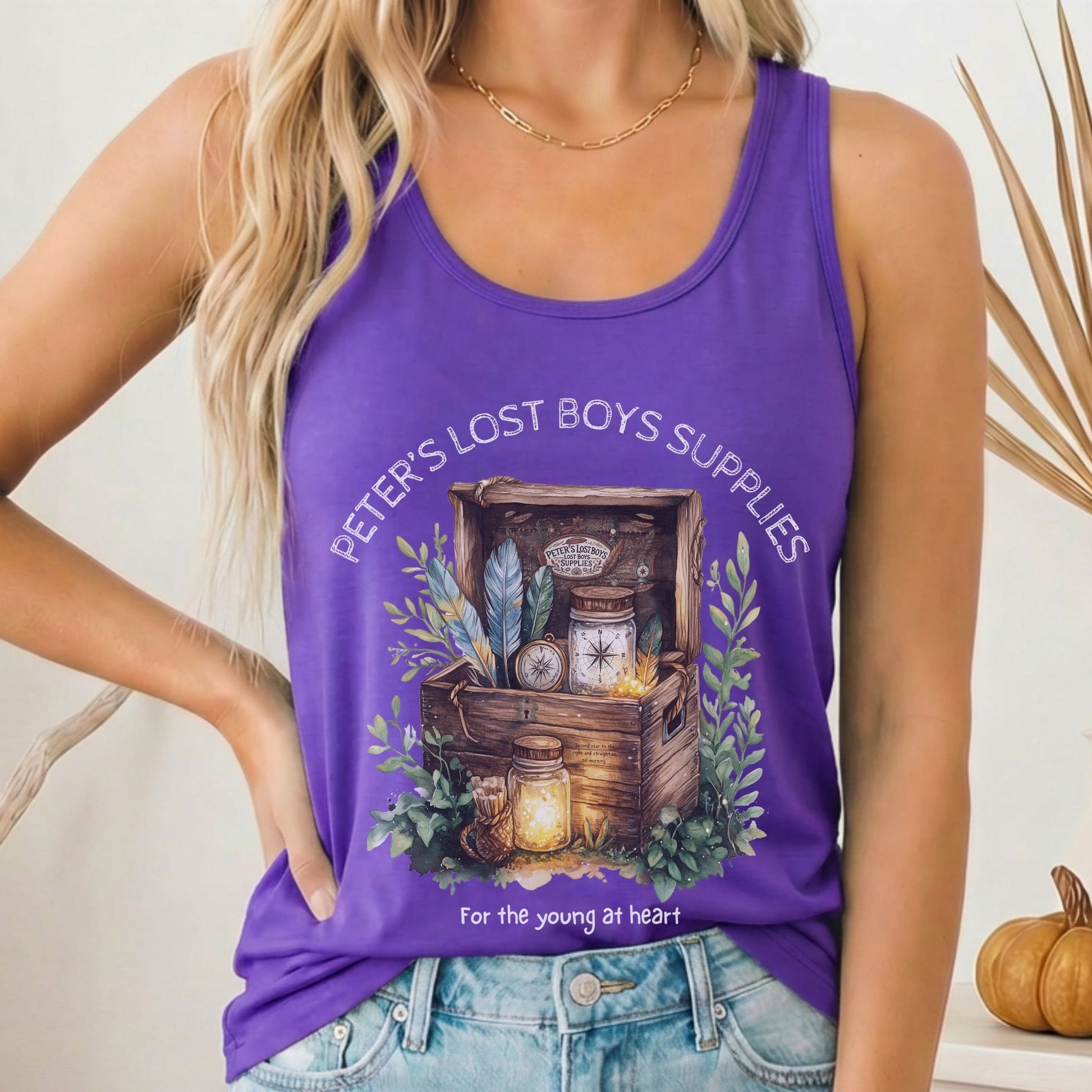 Tank Top Solid Purple Rush / XS Peter's Lost Boys Supplies Shirt Peter Pan Women's Racerback Tank Top The Mystic Eden