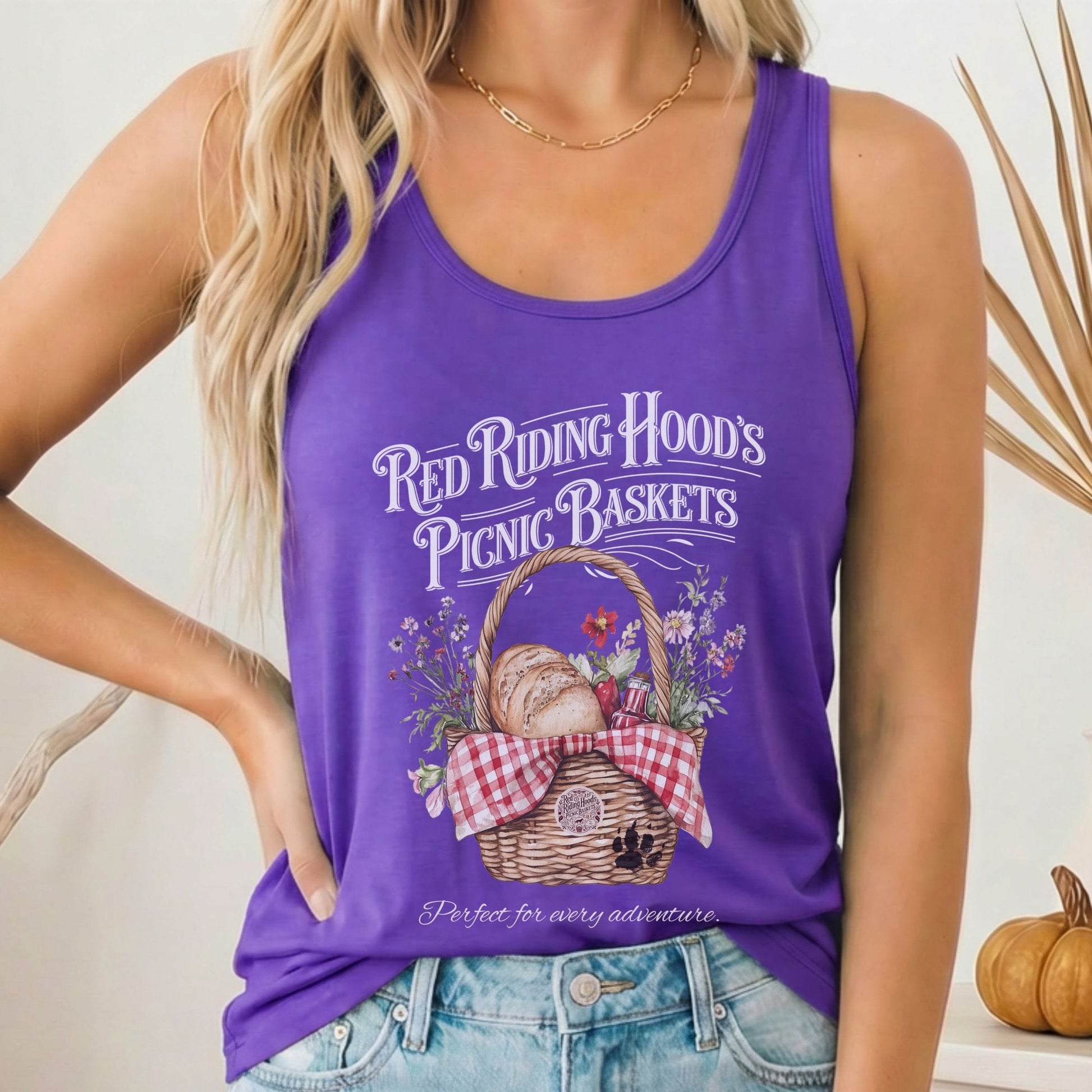 Tank Top Solid Purple Rush / XS Red Riding Hood's Picnic Baskets Women's Racerback Tank Top The Mystic Eden
