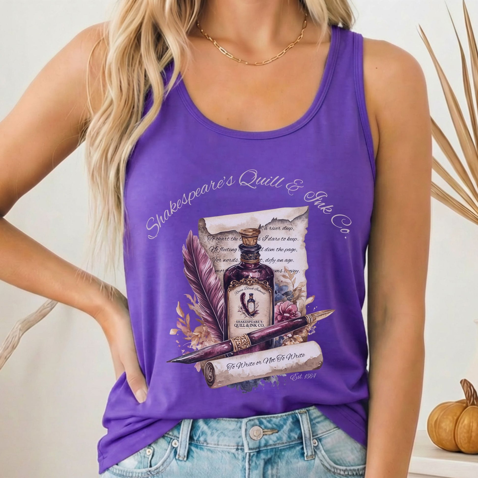 Tank Top Solid Purple Rush / XS Shakespeare's Quill & Ink Co. Women's Racerback Tank Top The Mystic Eden