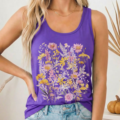 Tank Top Solid Purple Rush / XS Spring Floral Wildflower Women's Racerback Tank Top The Mystic Eden