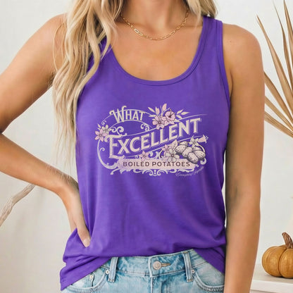 Tank Top Solid Purple Rush / XS What Excellent Boiled Potatoes Women's Racerback Tank Top The Mystic Eden