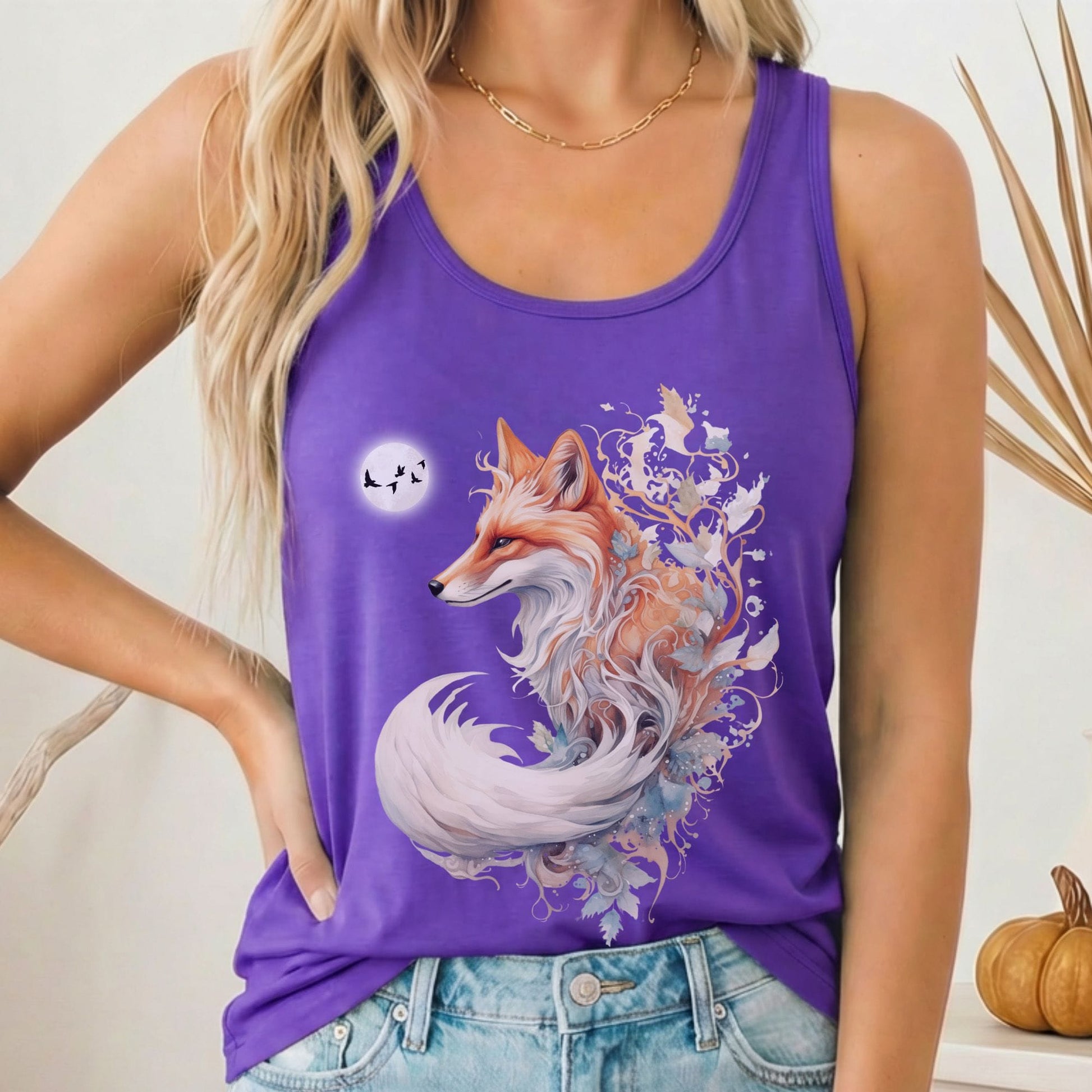 Tank Top Solid Purple Rush / XS Whimsical Fox Women's Racerback Lightweight Tank Top The Mystic Eden