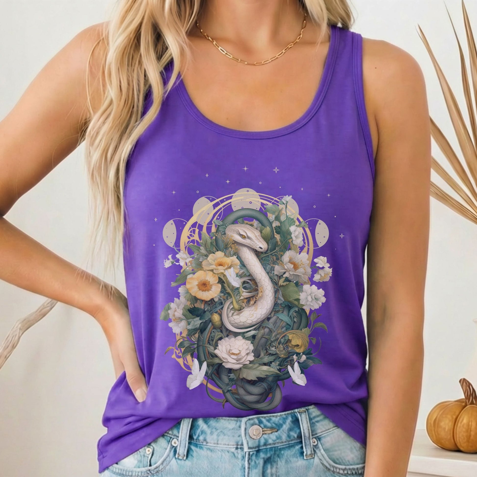 Tank Top Solid Purple Rush / XS Whimsical Snake Women's Racerback Tank Top The Mystic Eden