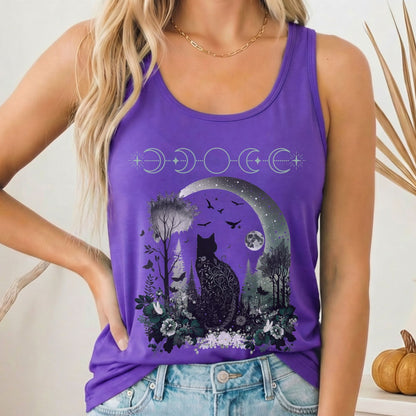Tank Top Solid Purple Rush / XS Witchy Black Cat Women's Racerback Tank Top The Mystic Eden