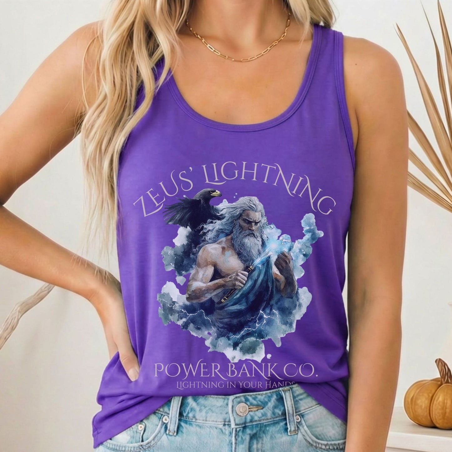 Tank Top Solid Purple Rush / XS Zeus' Lightning Power Bank Co. Women's Racerback Tank Top The Mystic Eden