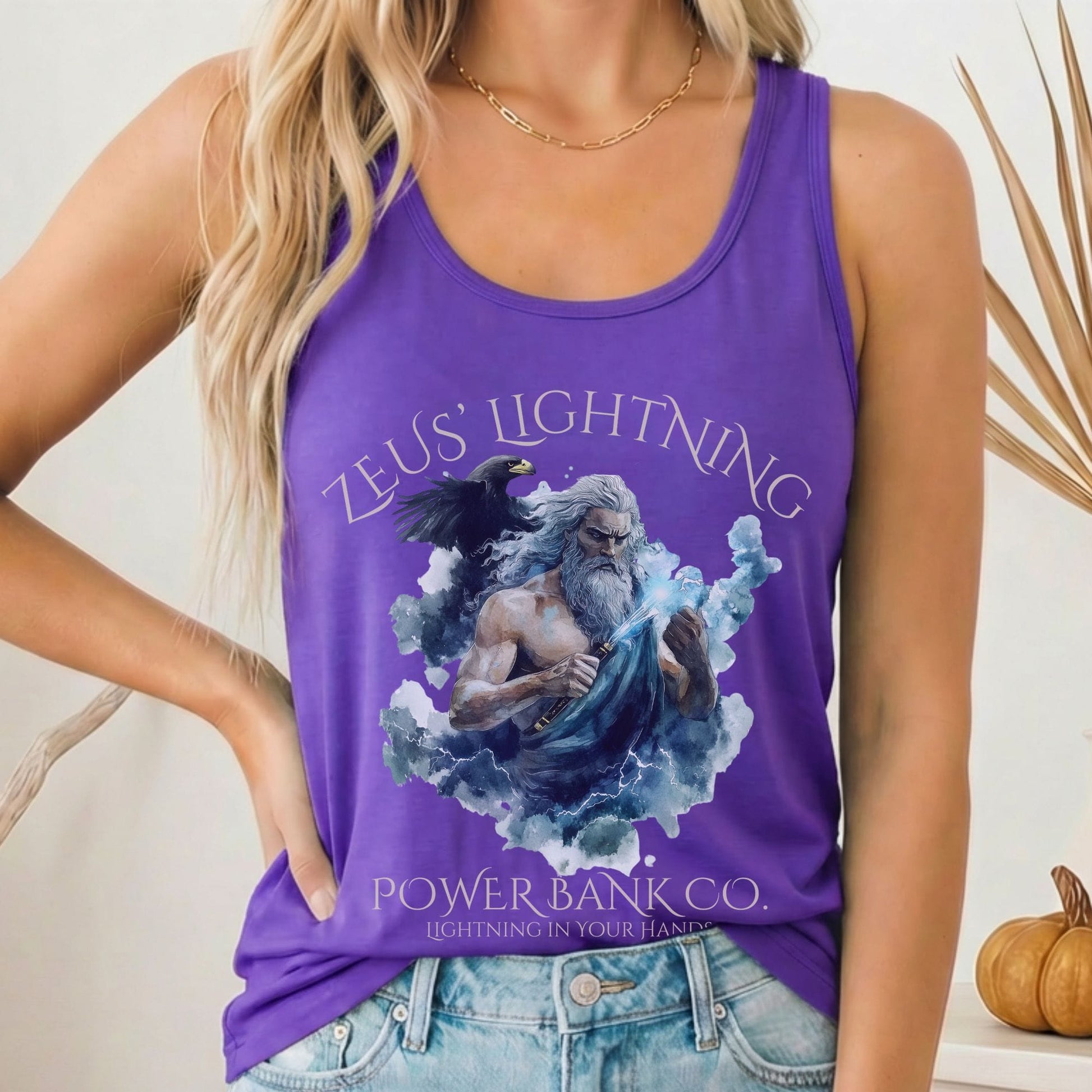 Tank Top Solid Purple Rush / XS Zeus' Lightning Power Bank Co. Women's Racerback Tank Top The Mystic Eden