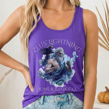 Tank Top Solid Purple Rush / XS Zeus' Lightning Power Bank Co. Women's Racerback Tank Top The Mystic Eden