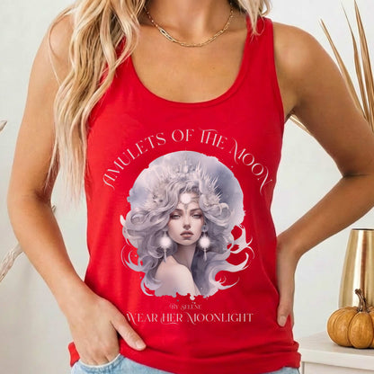 Tank Top Solid Red / XS Amulets of the Moon Selene Goddess Women's Racerback Tank Top The Mystic Eden