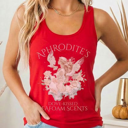Tank Top Solid Red / XS Aphrodite's Dove-Kissed Seafoam Scents Women's Racerback Tank Top The Mystic Eden