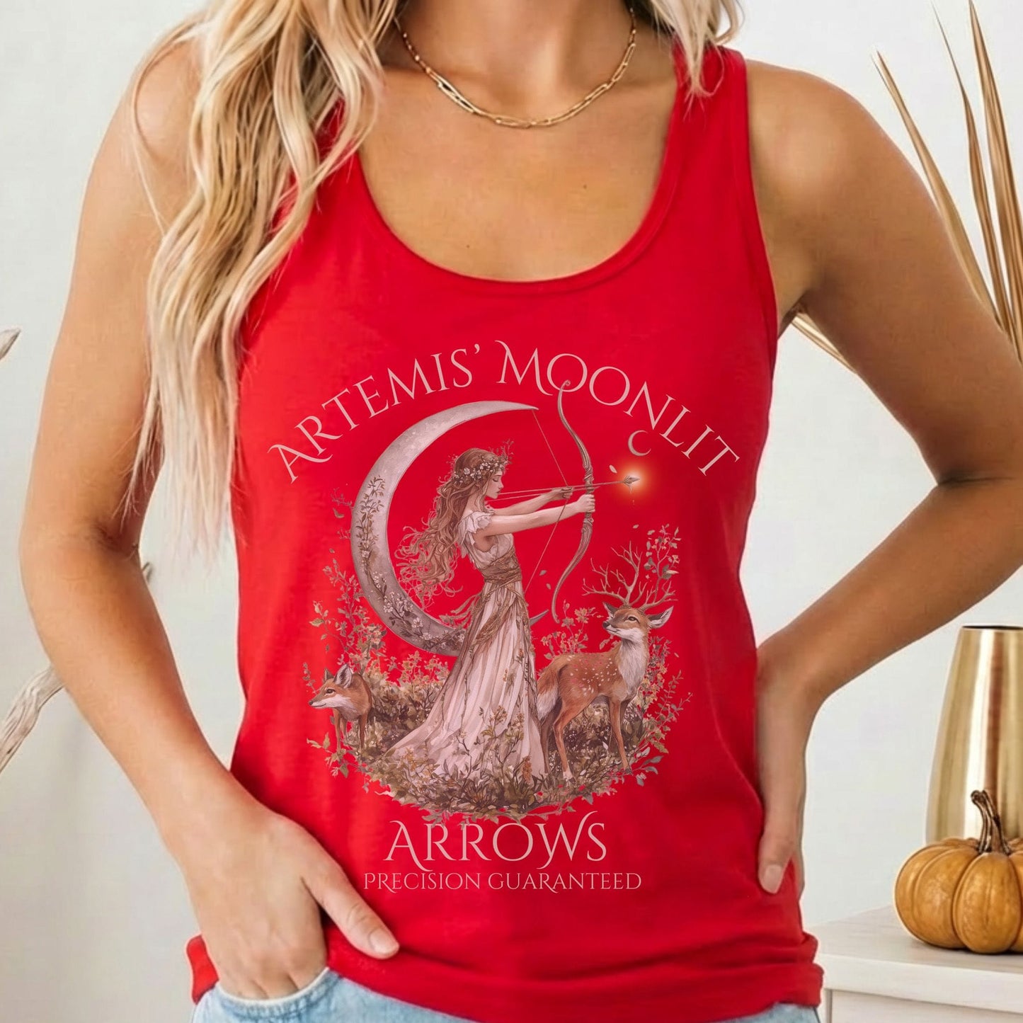 Tank Top Solid Red / XS Artemis' Moonlit Arrows Women's Racerback Tank Top The Mystic Eden